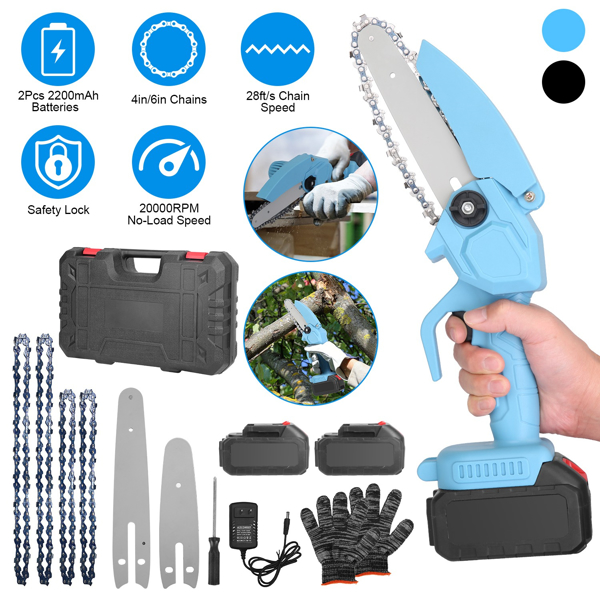 Mini 4In&6In Two Sizes Chainsaws Super Handheld Rechargeable Chain Saw With mini chain saw is an excellent tool Small Electric Chainsaws Battery Powered For Wood/Trees Cutting No shipments on weekend