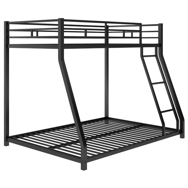 Metal Floor Bunk Bed, Twin over Full,Black