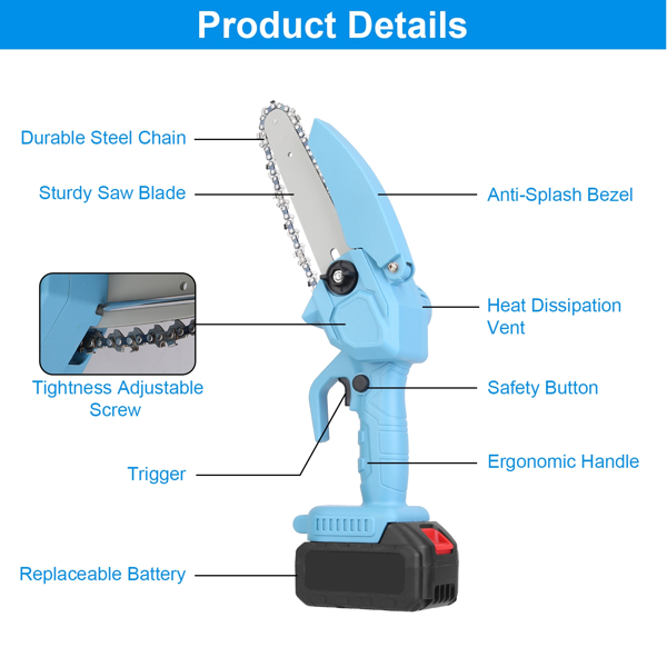 Mini 4In&6In Two Sizes Chainsaws Super Handheld Rechargeable Chain Saw With mini chain saw is an excellent tool Small Electric Chainsaws Battery Powered For Wood/Trees Cutting No shipments on weekend