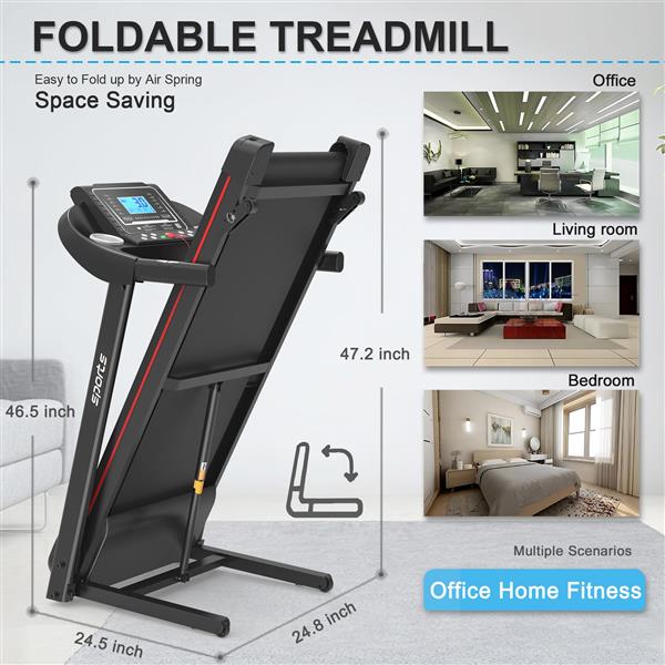 Foldable Treadmill with Incline, Folding Treadmill for Home Workout, Electric Walking Running Treadmill Machine 5" LCD Screen 250 LB Capacity Bluetooth Music