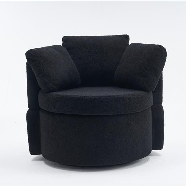 Fabric Swivel And Storage Chair With Back Cushion For Living Room,Black