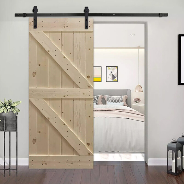 6.6FT Sliding Wood Barn Door Track System Kit Hardware Set Stainless Steel