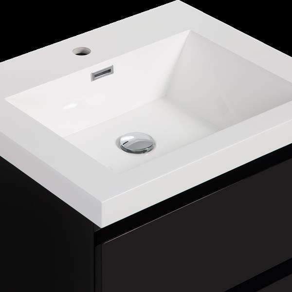 24" Floating Bathroom Vanity with Sink, Modern Wall-Mounted Bathroom Storage Vanity Cabinet with Resin Top Basin and Soft Close Drawers, Glossy Black 24V11-24GB