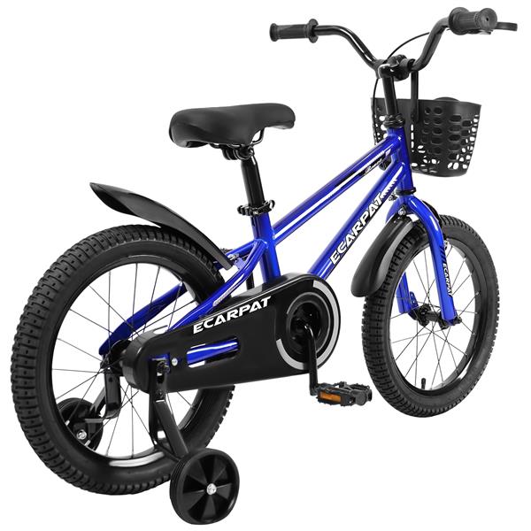 Kids Bike 16 inch for Boys & Girls with Training Wheels, Freestyle Kids' Bicycle with Bell,Basket and fender.