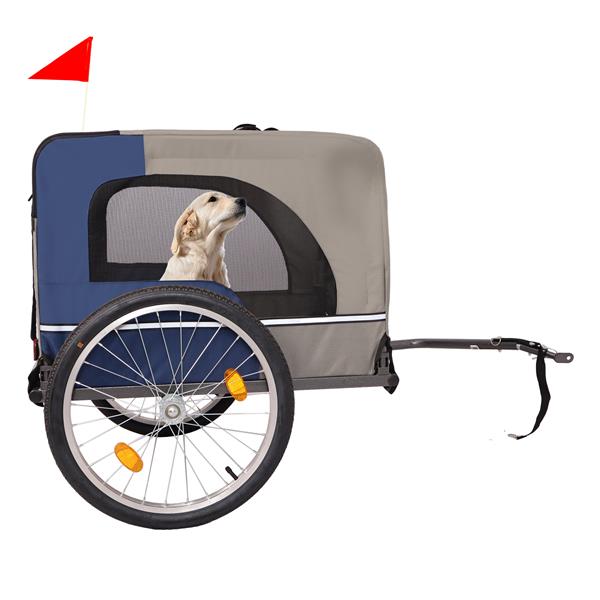 Dog Bike Trailer, Breathable Mesh Dog Cart with 3 Entrances, Safety Flag, 8 Reflectors, Folding Pet Carrier Wagon with 20 Inch Wheels, Bicycle Carrier for Medium and Small Sized Dogs