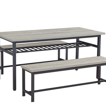 Oversized dining table set for 6, 3-Piece Kitchen Table with 2 Benches, Dining Room Table Set for Home Kitchen, Restaurant, Rustic Grey, 67\\'\\' L x 31.5\\'\\' W x 31.7\\'\\' H.