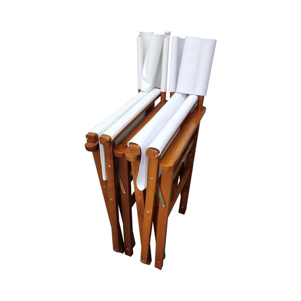 Folding Chair Wooden Director Chair Canvas Folding Chair  Folding Chair  2pcs/set   populus + Canvas (Color : White)