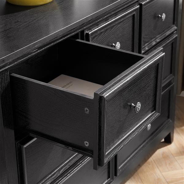 Modern 7 Drawers Dresser 7 Drawers Cabinet,Chest of Drawers Closet Organizers and Storage Clothes Storage Drawers Cabinet for Living Room, Farmhouse Dresser Organizer Black