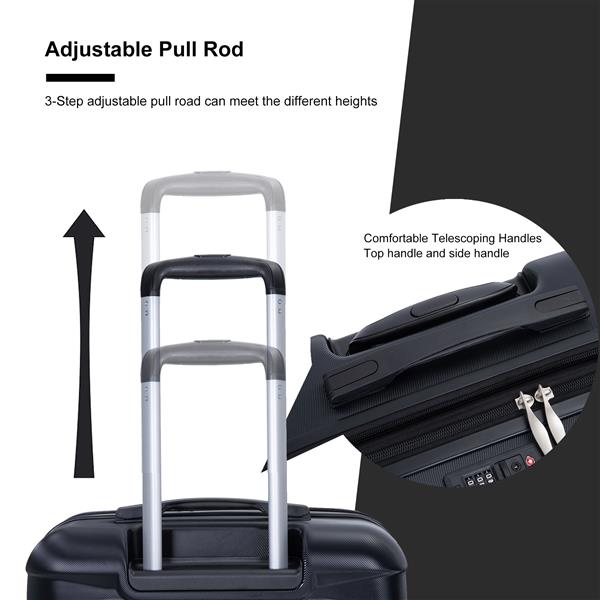 3 Piece Luggage Sets PC Lightweight & Durable Expandable Suitcase with Two Hooks, Double Spinner Wheels, TSA Lock, (21/25/29) Black