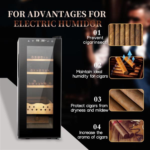 35L Cigar Humidors with 3-IN-1 Cooling, Heating & Humidity Control, 200 Counts Capacity Cigar Humidor Humidifiers with Constant Temperature Controller, Father's Day Gift for Men