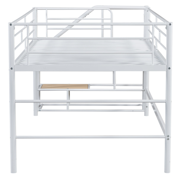 Mid Loft Bed with Storage stairs, Twin, White