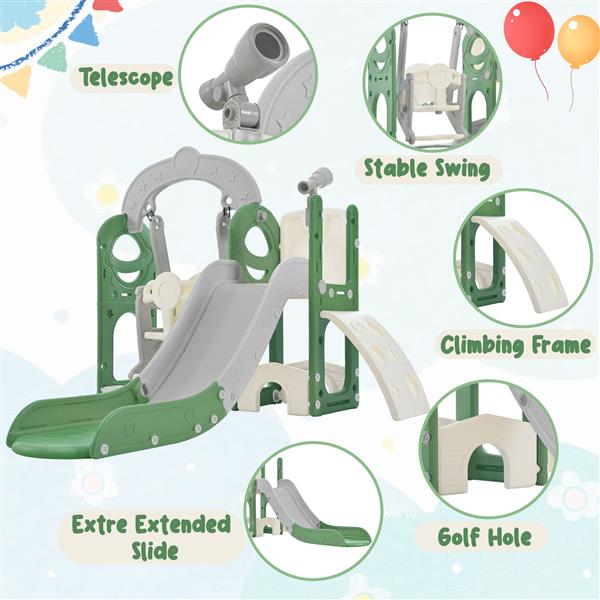 Toddler Slide and Swing Set 5 in 1, Kids Playground Climber Slide Playset with Telescope,  Combination for Babies Indoor & Outdoor