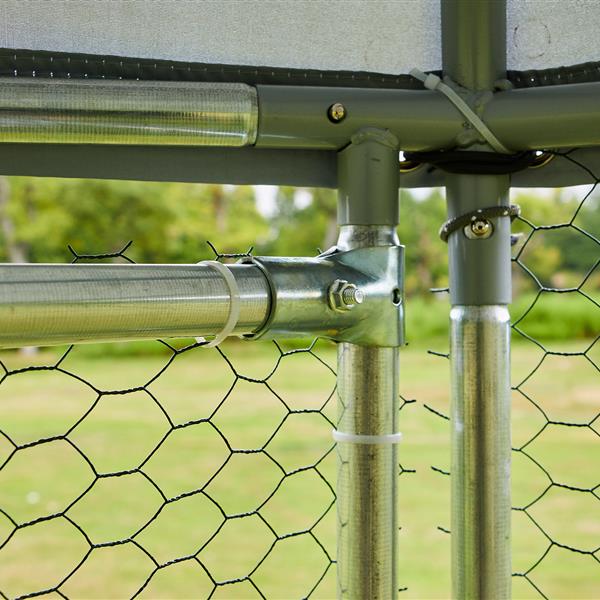 Large metal chicken coop hexanal, steel wire dipped plastic mesh, oxford cloth silver plated waterproof and UV resistant, ducks, rabbits, sheep and birds outdoor house.(13.1*8.6ft)