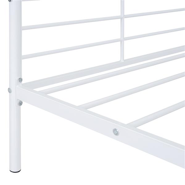 Full Size Metal House Bed with Trundle, White