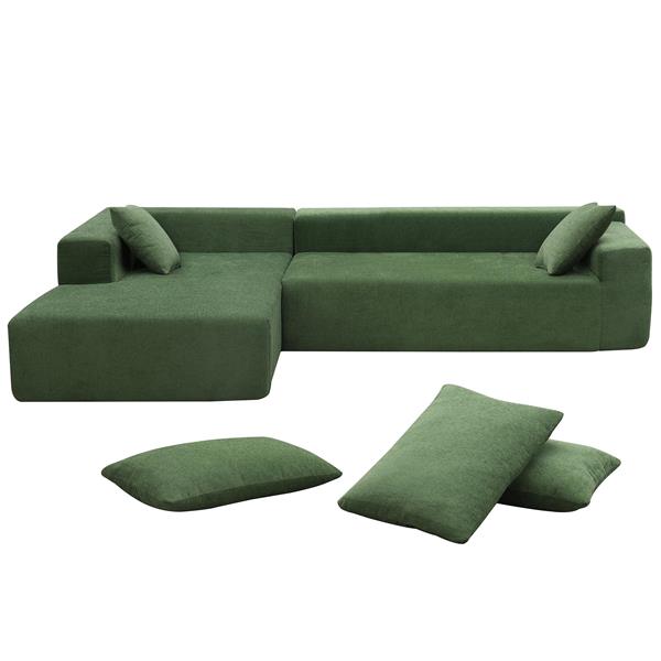 [VIDEO provided] [New] 109*68" Modular Sectional Living Room Sofa Set, Modern Minimalist Style Couch, Upholstered Sleeper Sofa for Living Room, Bedroom, Salon, 2 PC Free Combination, L-Shape, Green