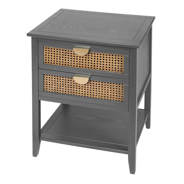 2 Drawer Side table,Naturel Rattan,End table,Suitable for bedroom, living room, study