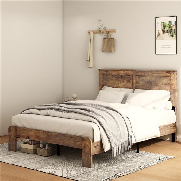 Bed Frame Full Size, Wood Platform Bed Frame , Noise Free,No Box Spring Needed and Easy Assembly Tool,Large Under Bed Storage,Dark Brown