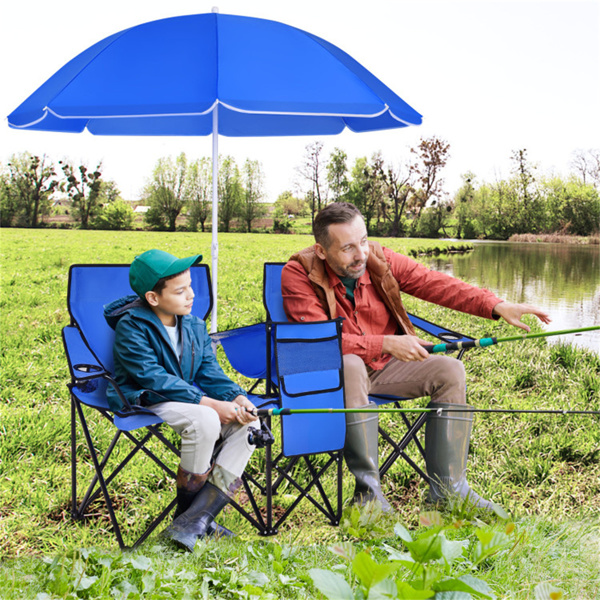 Outdoor camping chair with umbrella