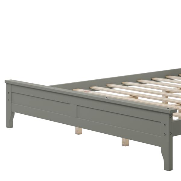 Modern Gray Solid Wood Queen Platform Bed