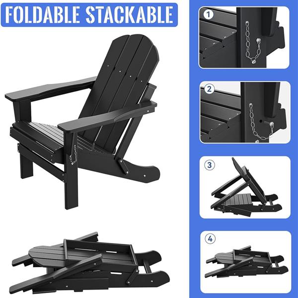 Folding Adirondack Chair, Relaxing Stackable Arm Rest Ernomic HDPE All-Weather Adirondack Chair