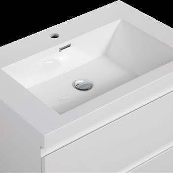 30\\" Floating Bathroom Vanity with Sink, Modern Wall-Mounted Bathroom Storage Vanity Cabinet with Resin Top Basin and Soft Close Drawers, Glossy White 24V11-30GW