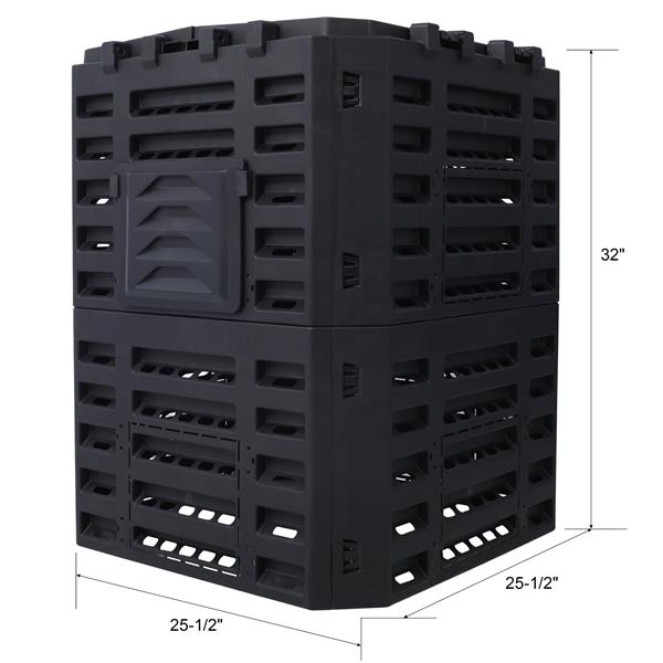 Garden Composter Bin Made from Recycled Plastic – 90 Gallons (340Liter) Large Compost Bin - Create Fertile Soil with Easy Assembly, Lightweight, Aerating Outdoor Compost Box