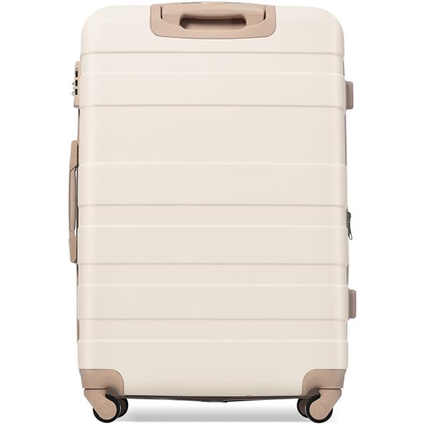 Luggage Sets New Model Expandable ABS Hardshell 3pcs Clearance Luggage Hardside Lightweight Durable Suitcase sets Spinner Wheels Suitcase with TSA Lock 20''24''28''( Ivory and lden)