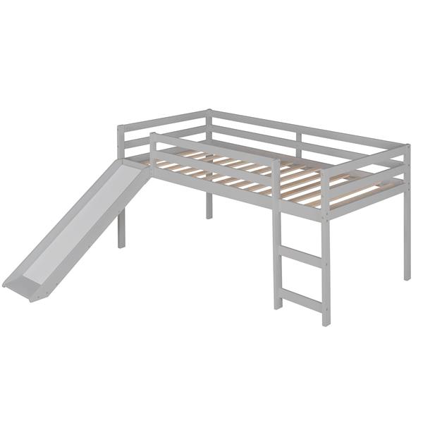 Loft Bed with Slide, Multifunctional Design, Twin (Gray)