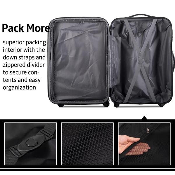 Hardshell Luggage Sets 3 Pcs Spinner Suitcase with TSA Lock Lightweight 20''24''28''