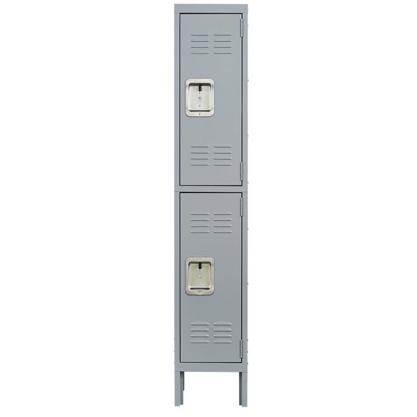 2 Door 66"H Metal Lockers With Lock for Employees,Storage Locker Cabinet for Home Gym Office School Garage,Gray