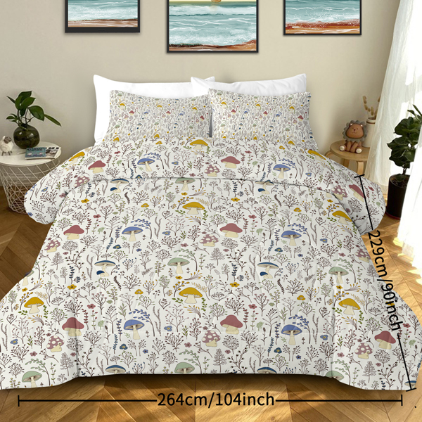 3 Pieces Mushroom Decoration Comforter Set Soft Bedding Set for Kids  Down Alternative Twin Full Queen King Size