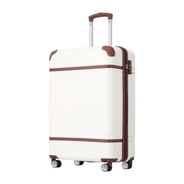 20 IN Luggage 1 Piece with TSA lock , Lightweight Suitcase Spinner Wheels,Carry on Vintage Luggage,White