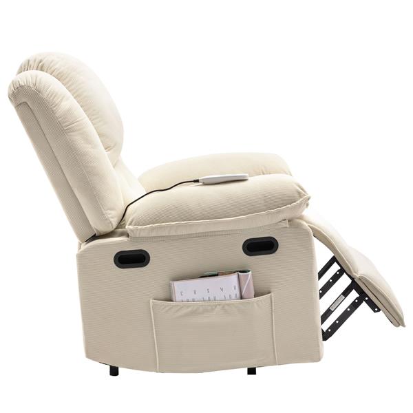 Massage Recliner,Power Lift Chair for Elderly with Adjustable Massage and Heating Function,Recliner Chair with Infinite Position and Side Pocket for Living Room ,Beige