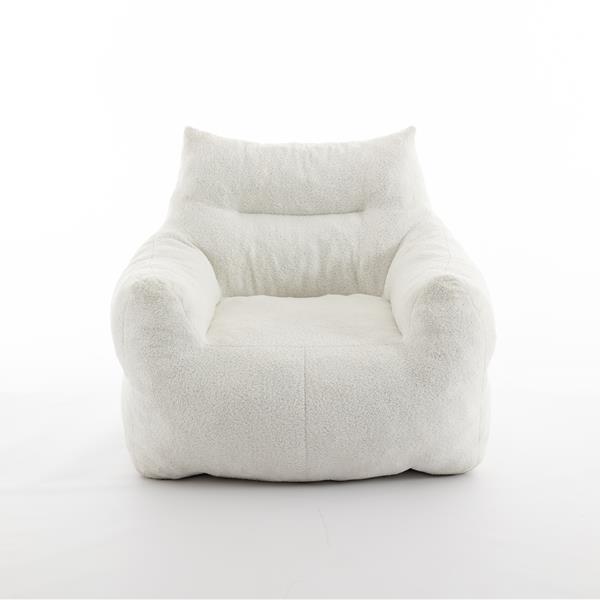 054-Large Size Teddy Fabric Bean Bag Chair Lazy Sofa Chair Sponge filling For Indoor,Ivory