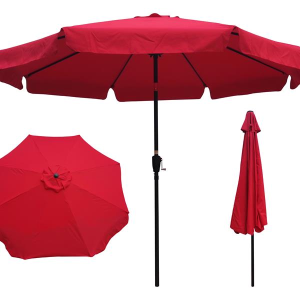 10ft Patio Umbrella Market  Round Umbrella Outdoor Garden  Umbrellas with Crank and Push Button Tilt for Garden Backyard Pool Shade Outside