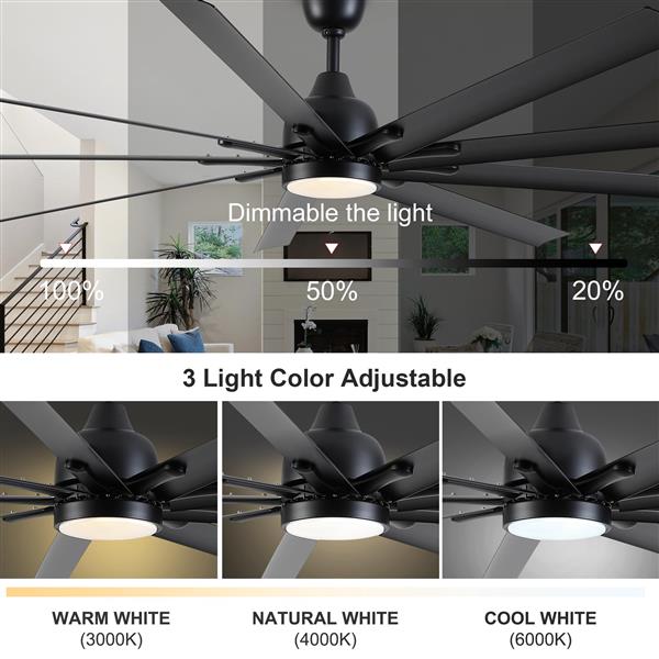 84 In Super Large Black Ceiling Fan with Remote Control