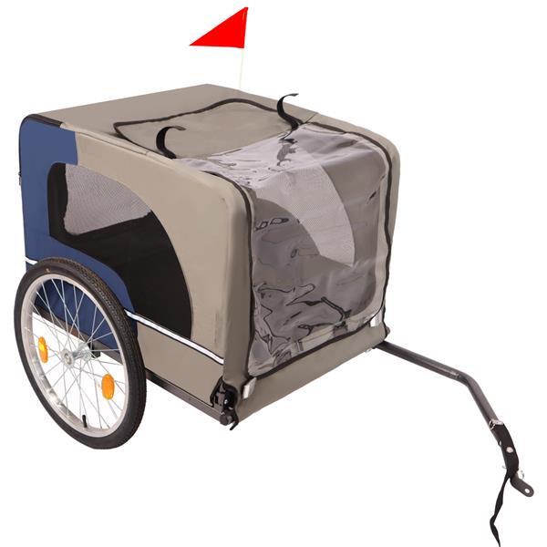 Dog Bike Trailer, Breathable Mesh Dog Cart with 3 Entrances, Safety Flag, 8 Reflectors, Folding Pet Carrier Wagon with 20 Inch Wheels, Bicycle Carrier for Medium and Small Sized Dogs