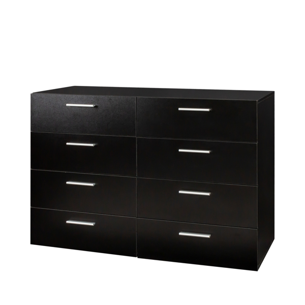 FCH 8 Drawer Double Dresser for Bedroom, Wide Storage Cabinet for Living Room Home Entryway, Black