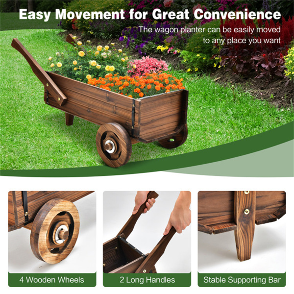 Wooden Wagon Planter Box 