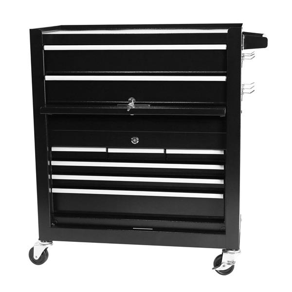 8-Drawer Rolling Tool Chest with Wheels, Large Tool Cabinet with Drawers, Mobile Steel Tool Storage Organizer with Lock&Liner for Warehouse, Workshop, Black