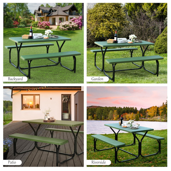 Picnic Table Bench Set Green 