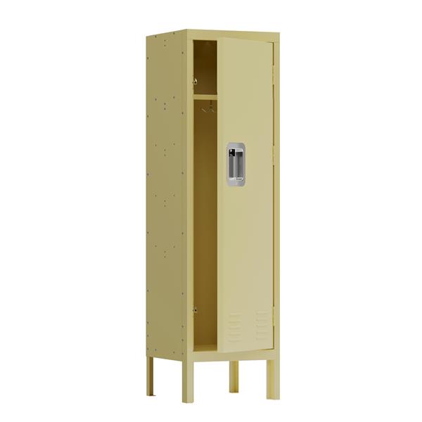 1 Door Tall Single Metal Locker-Retro Style Storage Cabinet--Industrial Furniture--For Living Room/Bedroom/Storage Room/Gym/School--Yellow