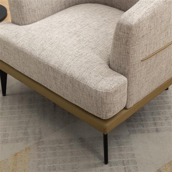 Modern Two-tone Barrel Fabric Chair, Upholstered Round Armchair for Living Room Bedroom Reading Room, Mustard Green