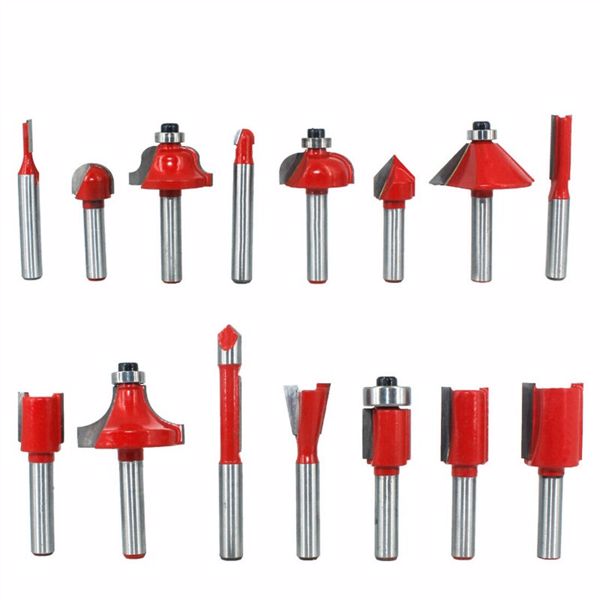 15x Tungsten Carbide Tipped TCT Router Bits 1/4" Shank Sealed Bearing Bit Set UK