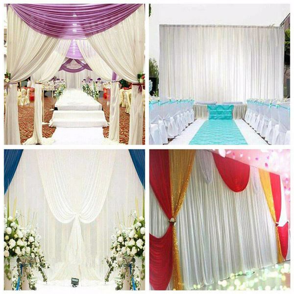 3MX3M White Stage Wedding Party Backdrop Photography Background Drape Curtains