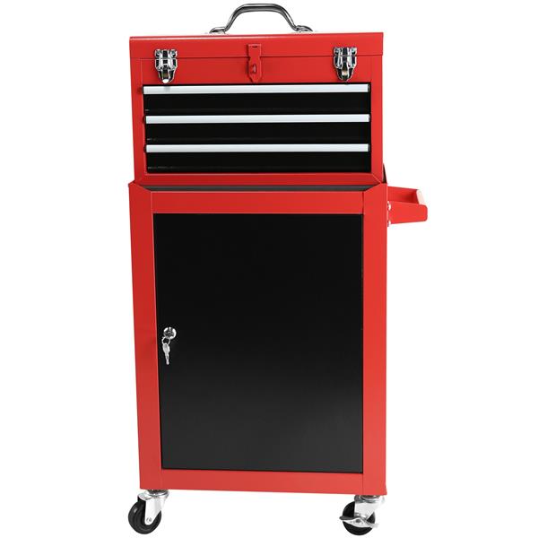 3-Drawer Rolling Tool Chest with Wheels, Tool Chest with Large Storage Cabinet and Adjustable Shelf, Removable Portable Top Box with Locking System Tool Chest for Garage, Warehouse