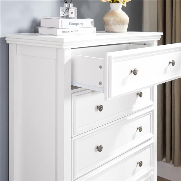 Modern 5 Drawers Dresser 5 Drawers Cabinet,Chest of Drawers Closet Organizers and Storage Clothes Storage Drawers Cabinet for Living Room, Farmhouse Dresser Organizer WHITE