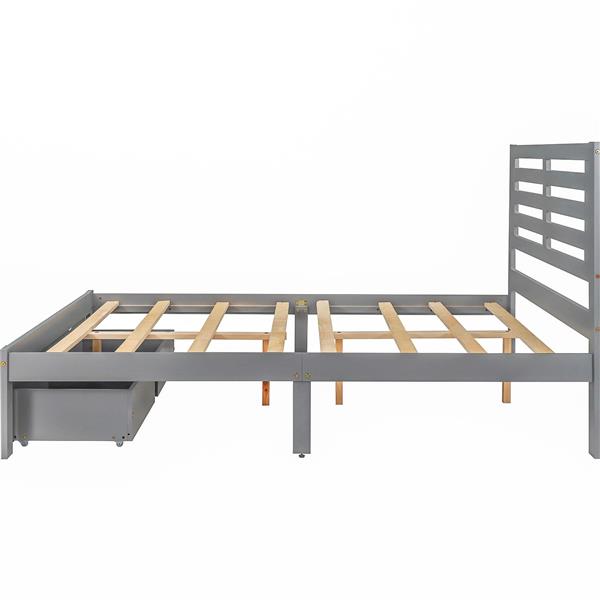 Full Size Platform Bed with Drawers, Gray