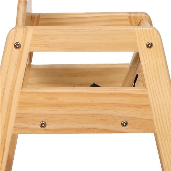 Wooden Double Solid Wood Feeding, Eat & Grow Portable High, Easy to Clean Baby Booster Chair in Natural Finish