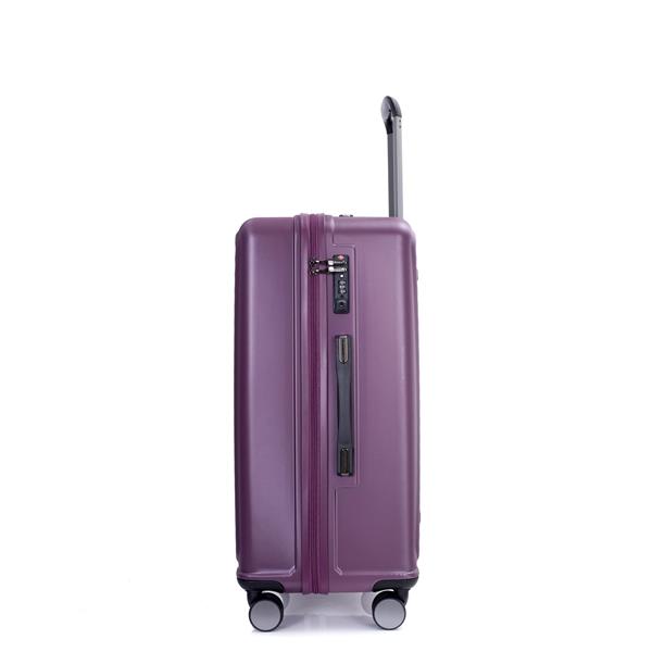 3 Piece Luggage Sets PC+ABS Lightweight Suitcase with Two Hooks, 360° Double Spinner Wheels, TSA Lock, (21/25/29) Dark Purple